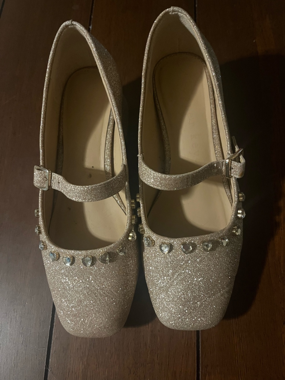 Copper Key Girls Glitter Mary Janes in Champagne
